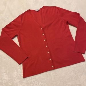 Charter Club cardigan sweater, mother of pearl buttons, medium, coral pink